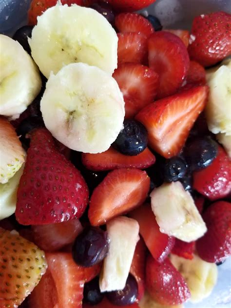Strawberry Blueberry Banana Summer Fruit Salad With Honey