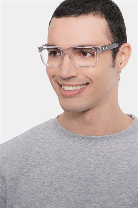 oakley holbrook rx rectangle polished clear and gray frame glasses for men eyebuydirect canada