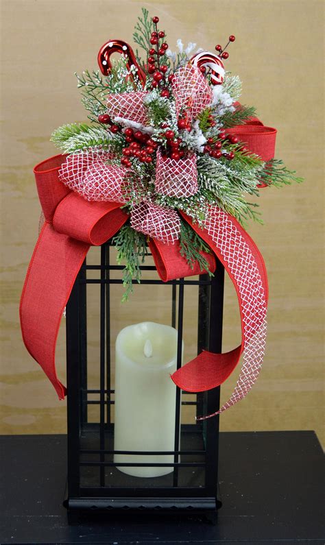 Christmas Lantern Swag With Candy Canes Wreath Bow Candy Cane Decor
