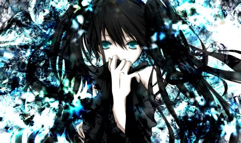 Download Long Hair Black Hair Blue Eyes Blue Anime Black Rock Shooter