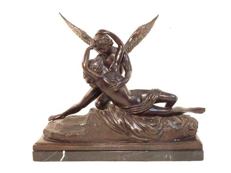 20th C Bronze Sculpture Psyche Revived Cupids Kiss