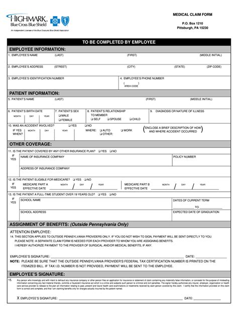 We reserve the right to request the original receipts, reports or any other. Highmark Claim Form - Fill Out and Sign Printable PDF Template | signNow