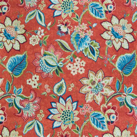 Gem Red Floral Prints Upholstery Fabric
