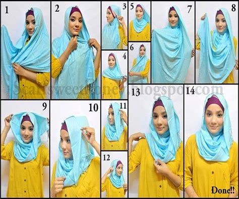 Tutorial Dan Gambar Cara Memakai Jilbab Hijab Modern Gaul Segiempat