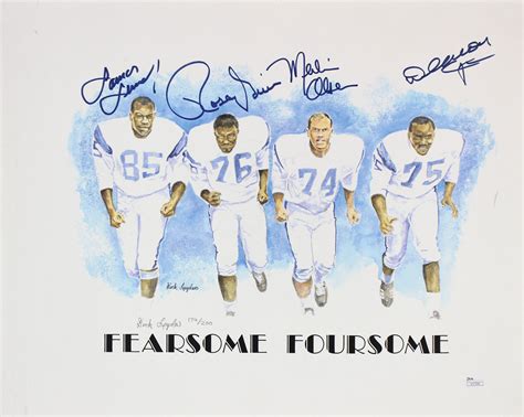 lot detail st louis rams fearsome foursome signed 16 x 20 lithograph jsa