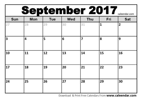 September 2017 Calendar 2 Fort Pierce Central