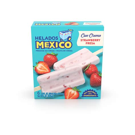 Helados Mexico Strawberry Cream Paletas Premium Ice Cream Bars 6 Ct