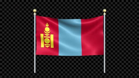 Mongolia Flag Waving In Double Pole Looped By Moonon Videohive