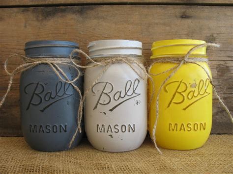 On Sale Now Set Of 3 Pint Mason Jars Painted Mason Jars Etsy