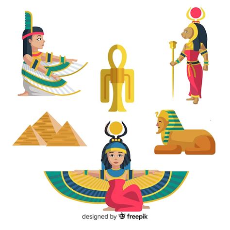 Premium Vector Set Of Egypt Gods And Symbols