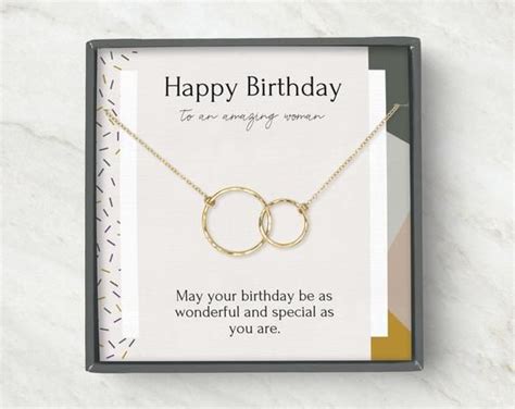 Birthday Necklace For Her Birthday Jewelry Card Interlocking Circles
