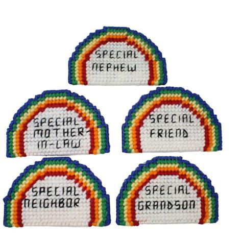 Handmade Stitched Plastic Canvas Rainbow Gay Pride Type Of People