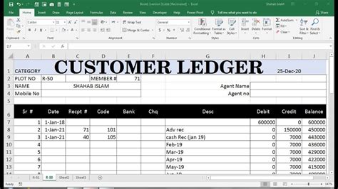 How To Make Customer Ledger In Excel With Debits And Credit Youtube