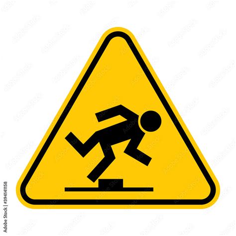 Tripping Hazard Warning Sign Vector Illustration Of Yellow Triangle
