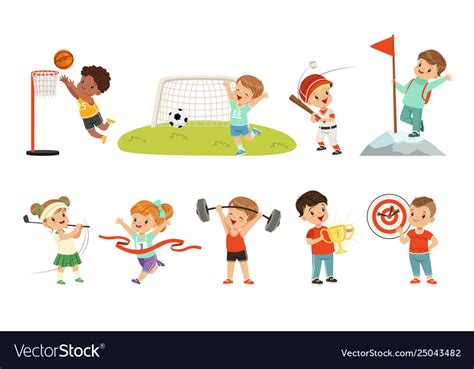 Cute Little Children Playing Different Sports Vector Image