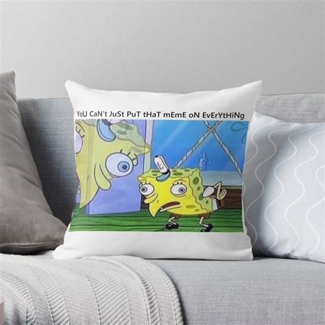 Mocking Spongebob Meme Throw Pillow By Thehungrywalrus Redbubble