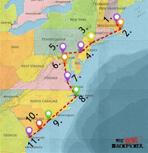east coast road trip map large world map images and photos finder