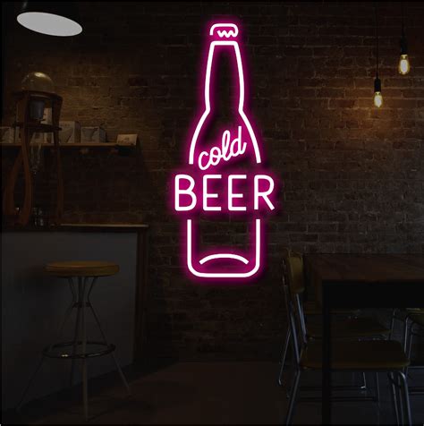 Beer Led Neon Sign Beer Bottle Neon Sign Cold Beer Sign Etsy