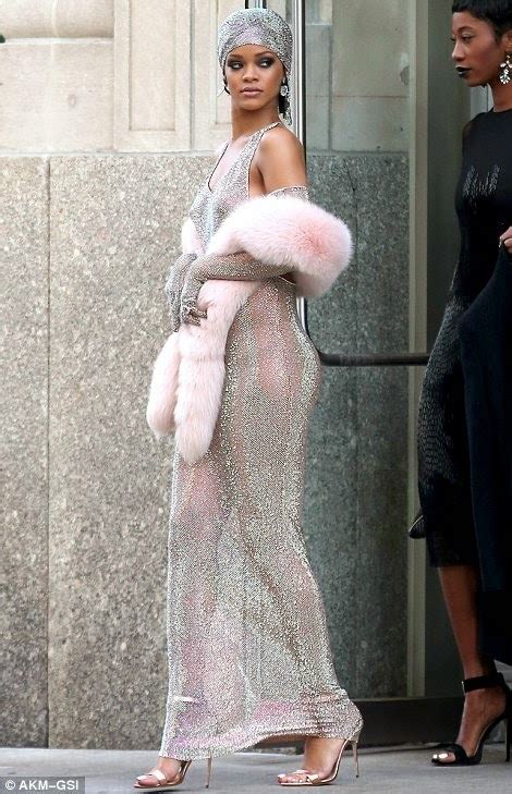 Rihanna Goes Naked In Sheer Embellished Dress She Picks Up Fashion Icon