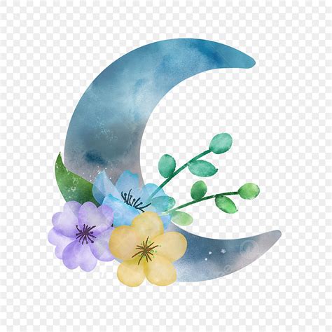 Aquarelle Moon Fleur Moon Png Fleurs Jaune Violet Fichier Png Et
