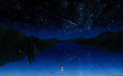 Anime Water Nature Anime Girls Shooting Stars Wallpapers Hd