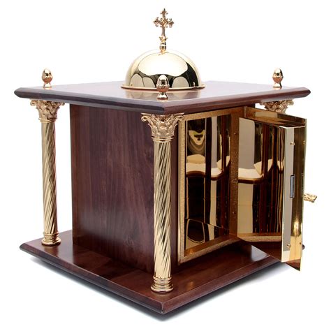Altar Tabernacle In Wood With Brass Window And Columns Dinner A