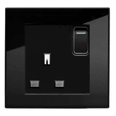 Retro Touch Crystal 13a Single Plug Socket With Switch Black Pg