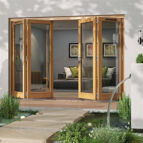 Curated By Jeld Wen External Golden Oak Fully Finished Canberra Sliding Folding Patio Door