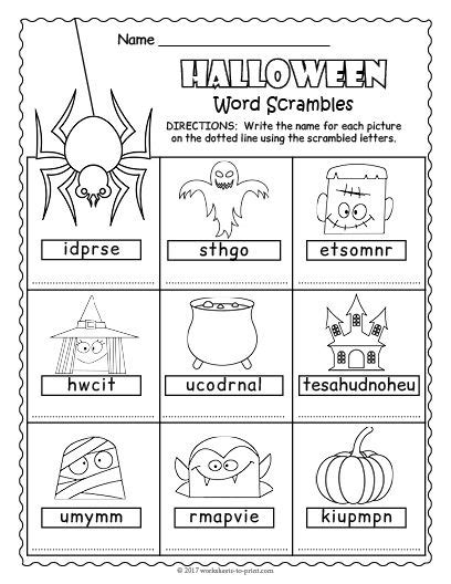 printable halloween word scramble halloween worksheets