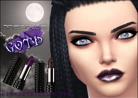 My Sims 4 Blog Metallic Goth Dark Purple Lipstick By Pinkzombiecupcake