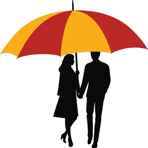 Silhouette Of A Couple Under The Umbrella Illustration 26182955 Vector Art At Vecteezy