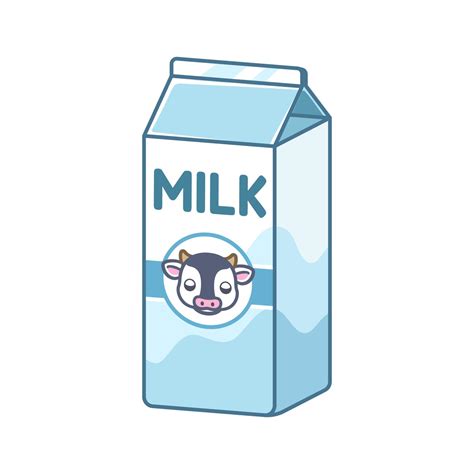 Tall Vanilla Cows Milk Carton Clipart Element Cute Simple Flat Vector