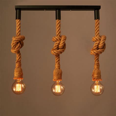 Retro Hemp Rope Pendant Light American Industrial Style Loft Hanglamp