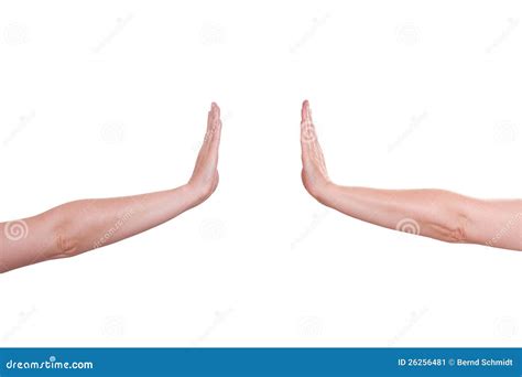 Zwei Hände Sind Holding Und Druck Stockbild Bild Von Hand Hände