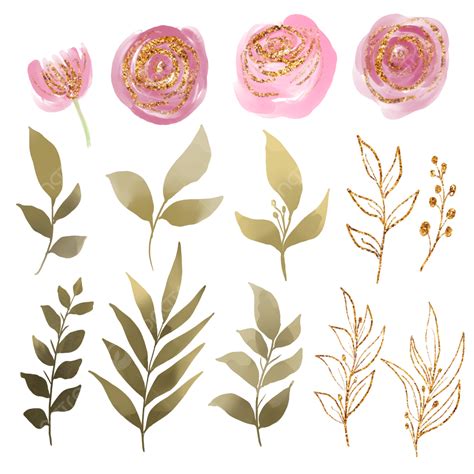 Rose Gold Brush Png Transparent Rose Flower Element With Watercolor