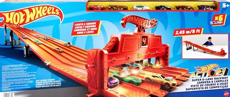 Hot Wheels Toy Car Track Set Super 6 Lane Raceway 8ft Track Bd Hut Bazar