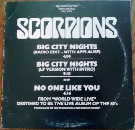 Scorpions Big City Nights No One Like You 1985 Vinyl Discogs