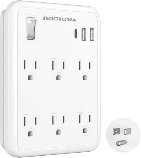 Usb Wall Outlet Extender With On Off Switch Surge Protector Outlet6