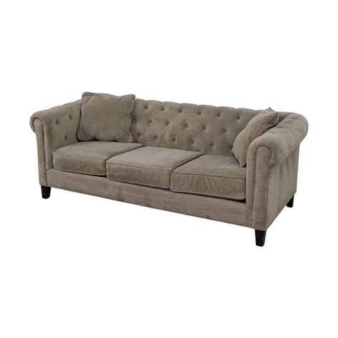 48 Off Macys Macys Bella Grey Tufted Three Cushion Sofa Sofas