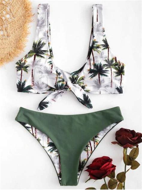 buy zaful coconut triangel tree bikini set sexy spaghetti straps swimwear women