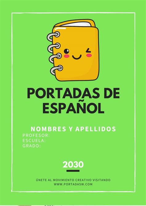 Portada De Español Verde Creativo En Word