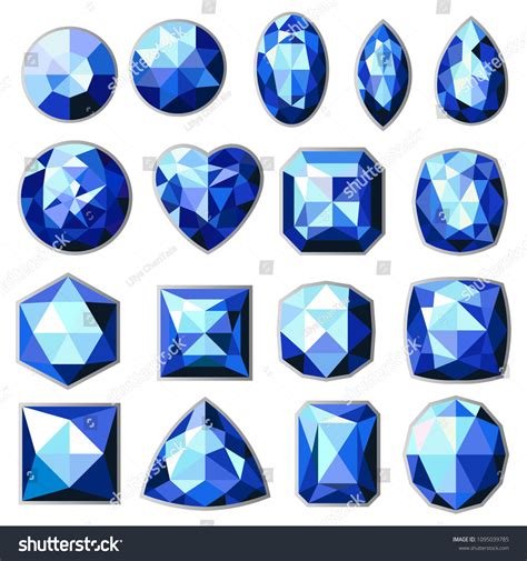 Set Different Types Dark Blue Gemstones Stock Vector Royalty Free
