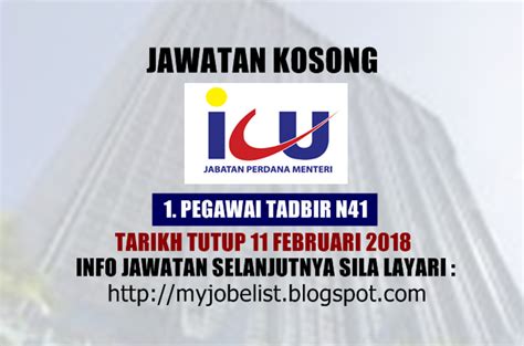 Berikut dikongsikan jawatan kosong terkini, anda warganegara malaysia yang b. Jabatan Perdana Menteri (ICU JPM) - Jawatan Kosong ...