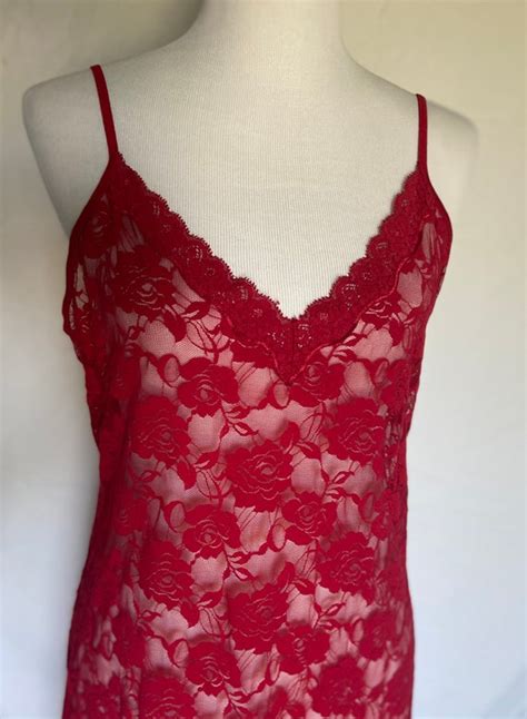 vintage red lingerie nightgown gem