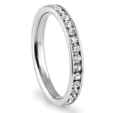 Metal Factory 316l Stainless Steel White Cubic Zirconia Cz Eternity