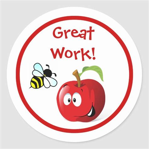 Great Work Or Job Teacher Student School Bee Apple Classic Round