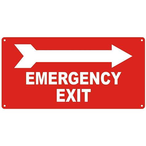 Emergency Exit With Arrow Right Sign Aluminum Reflective 7x14