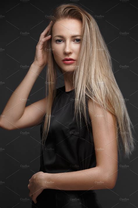 Sexy Fashion Model With Long Hair Young European Attractive Beautiful