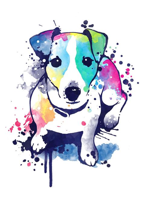 Jack Russell Terrier Chien Jack Russel Jack Russell Dogs Watercolor