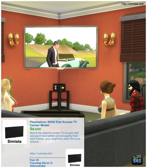 Sims 4 Ccs The Best Plasmatron 3000 Tv Corner Mounted By Simista